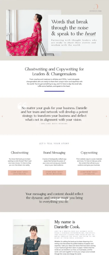 danielle-showit-template-for-coaches an example of one of the best showit templates for coaches