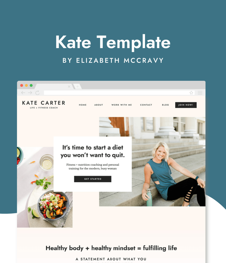 Kate-Elizabeth-McCravy-Template-Shop a polished and clean Showit website template for coaches